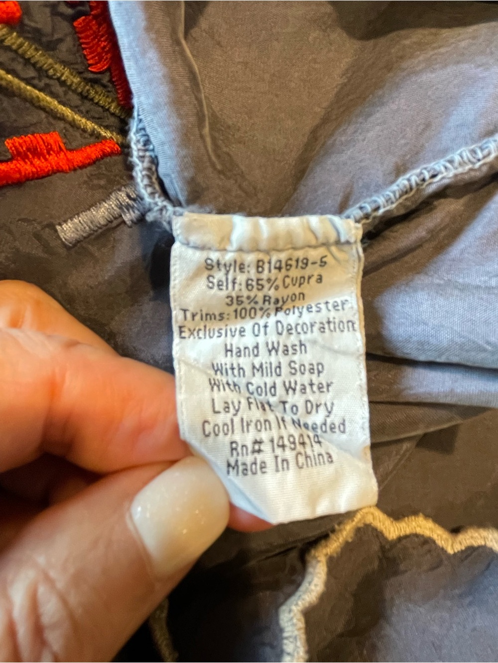 Johnny Was Lombriga Gray Embroidered Top - Picture 6 of 9